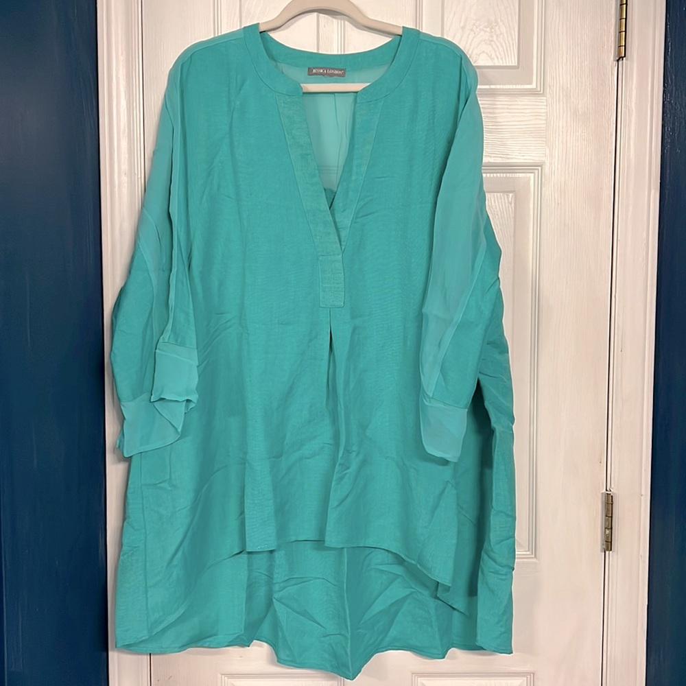 Jessica London Teal Green HiLo Tunic/Coverup- Size 20W